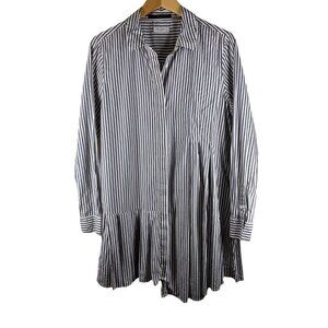 EQUIPMENT Gray and White Stripe Cotton Asymmetrical Tunic Top Size Large